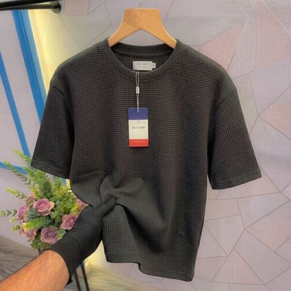 Premium Waffle Drop Shoulder Charcoal