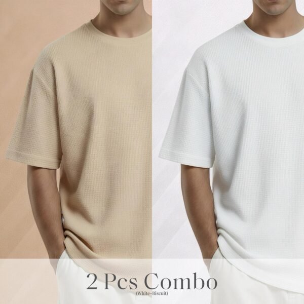 Premium Waffle Drop Shoulder Biscuit-White