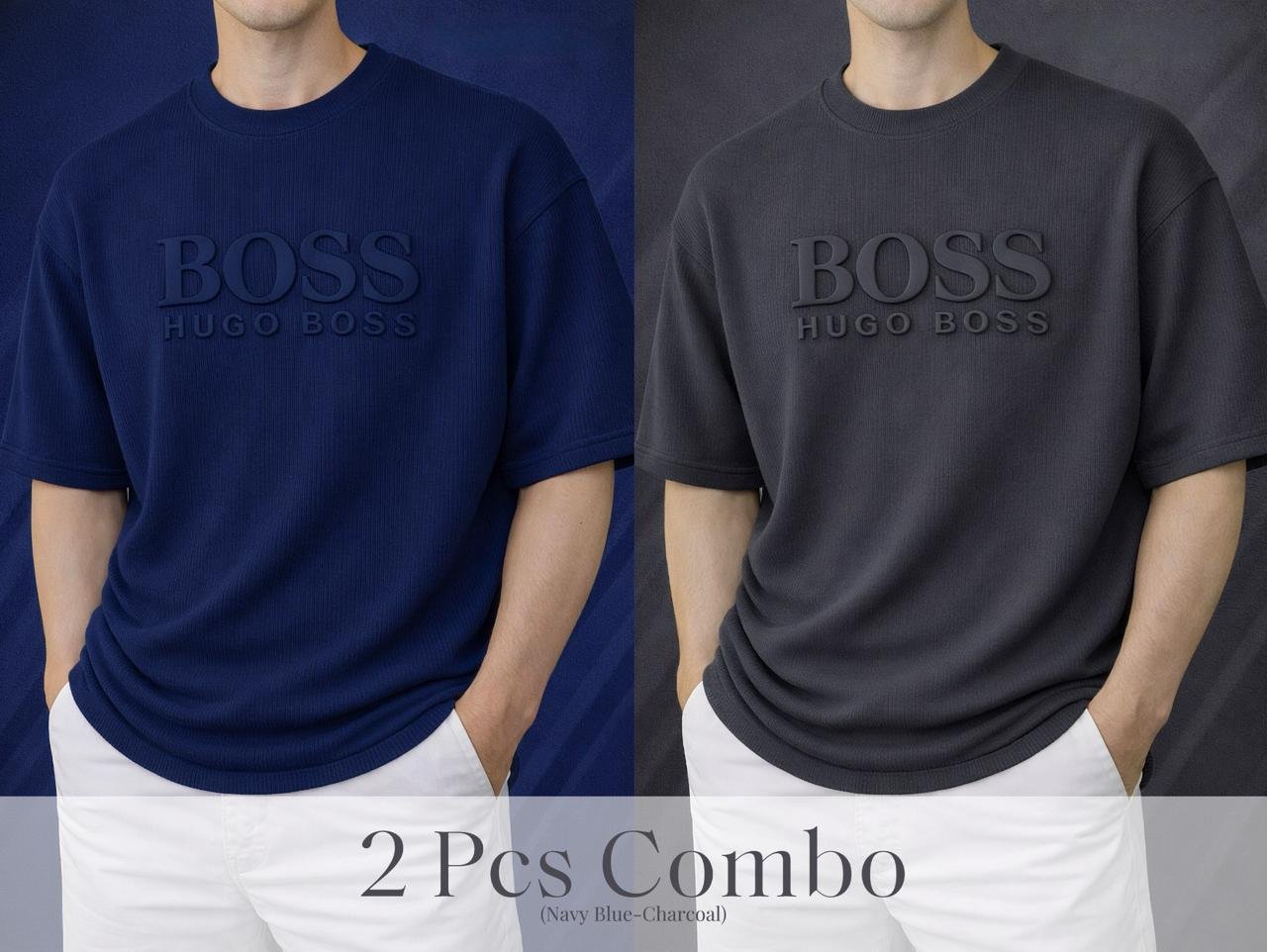 Boss Premium Drop Shoulder Navy Blue-Charcoal