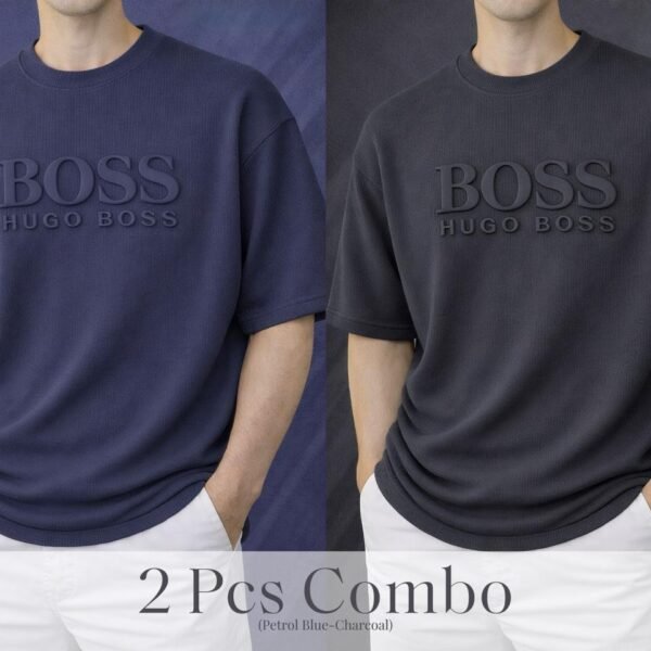 Boss Premium Drop Shoulder Blue-Charcoal
