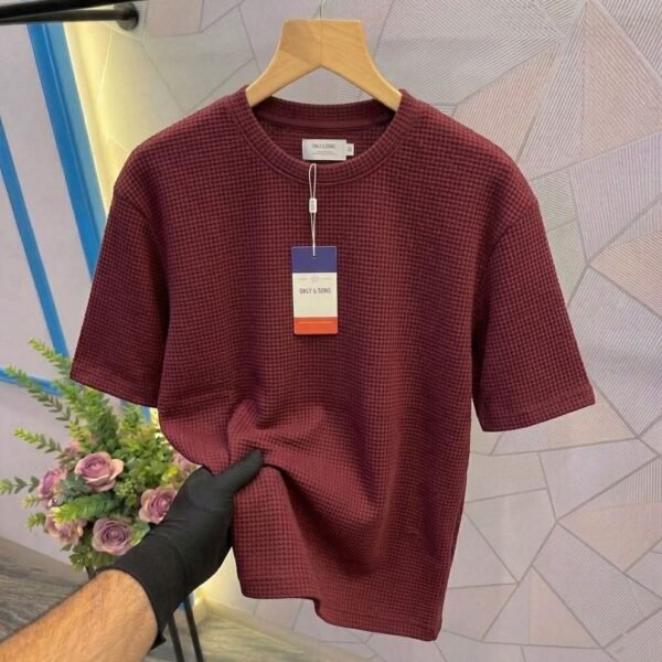 Premium Waffle Drop Shoulder Maroon