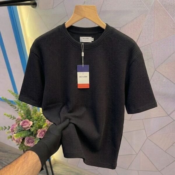 Premium Waffle Drop Shoulder Black
