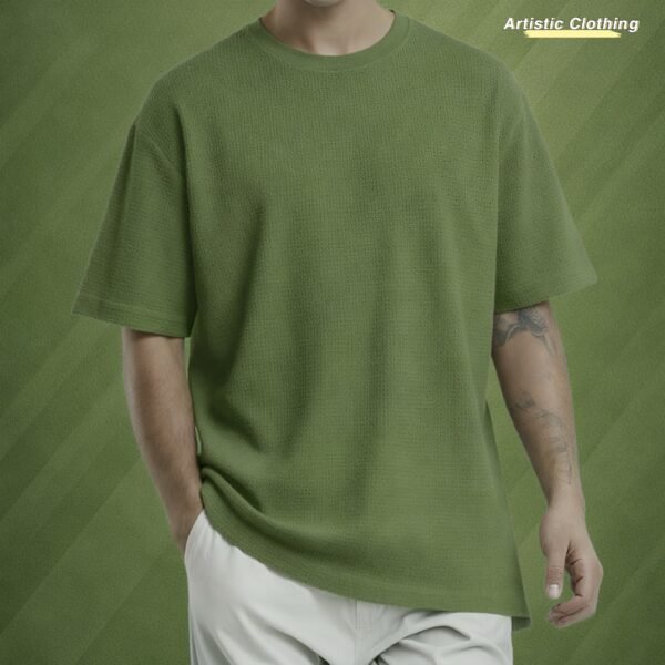 Premium Waffle Drop Shoulder Olive