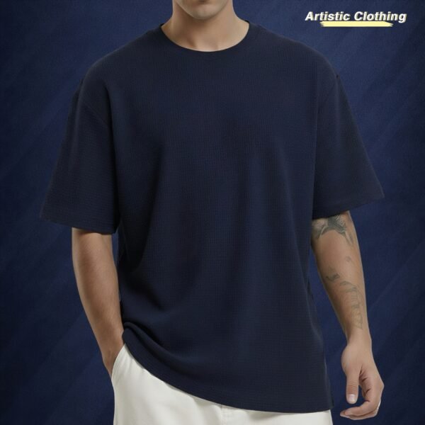 Premium Waffle Drop Shoulder Navy