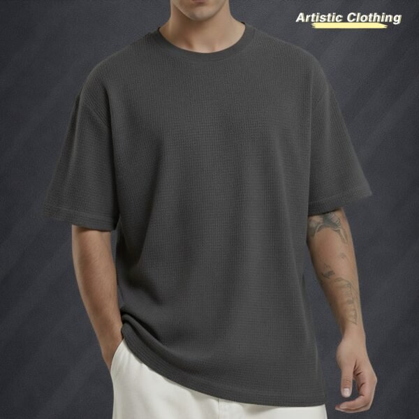 Premium Waffle Drop Shoulder Charcoal