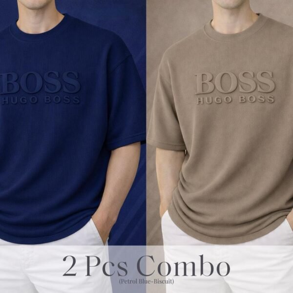 Boss Premium Drop Shoulder Navy Blue-Biscuit
