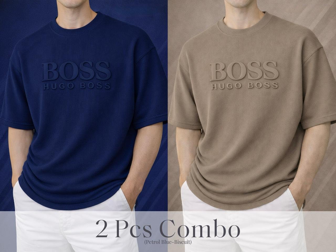 Boss Premium Drop Shoulder Navy Blue-Biscuit