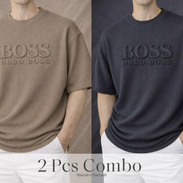 Boss Premium Drop Shoulder Biscuit-Charcoal