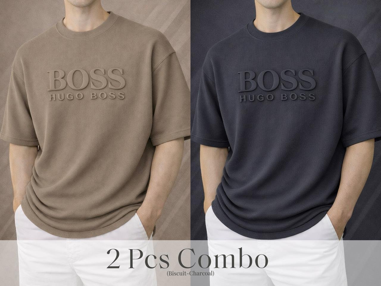 Boss Premium Drop Shoulder Biscuit-Charcoal