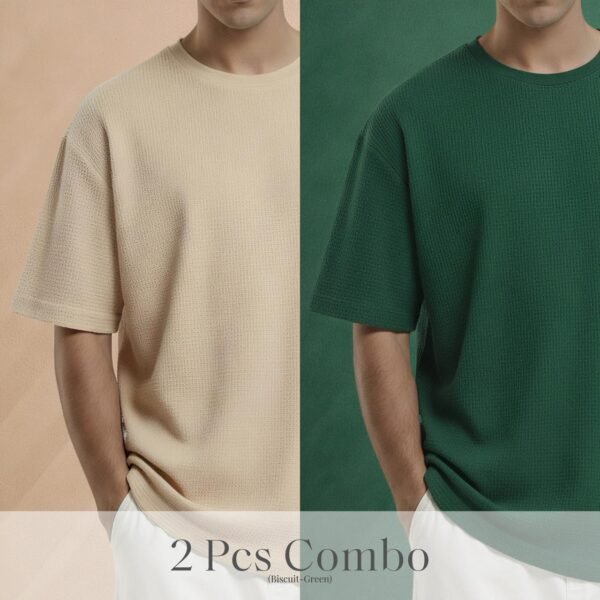 Premium Waffle Drop Shoulder Biscuit-B.Green