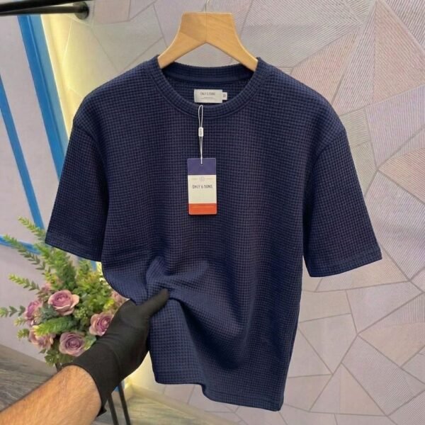 Premium Waffle Drop Shoulder Navy