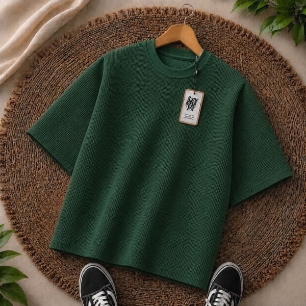 Premium Waffle Drop Shoulder B.Green