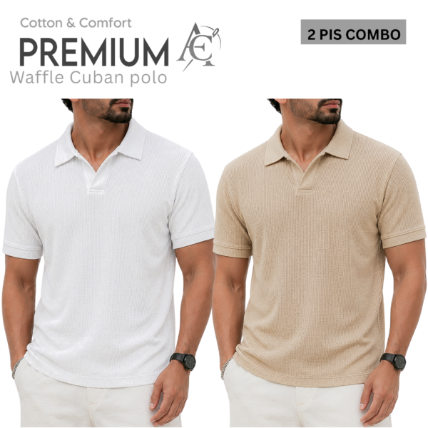 Waffel Cuban Polo White-Biscuit