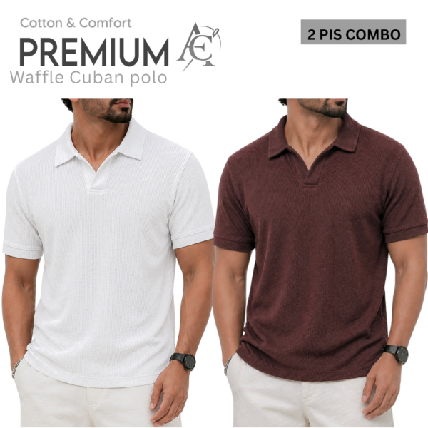 Waffel Cuban Polo White-Coffee