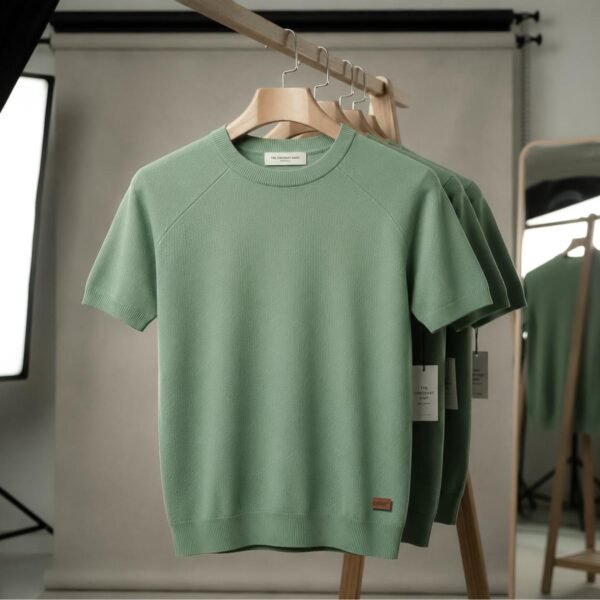 Premium Mock Neck Basic T-Shirt Lemon