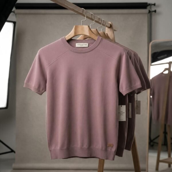 Premium Mock Neck Basic T-Shirt Brick