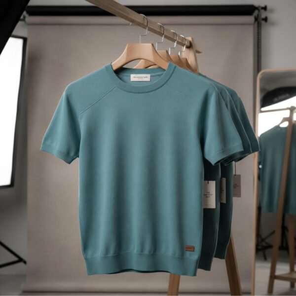 Premium Mock Neck Basic T-Shirt Mint